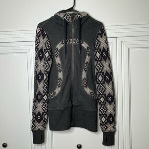 Lululemon Live Simply Jacket Gray Jacquard With Hood Size 6